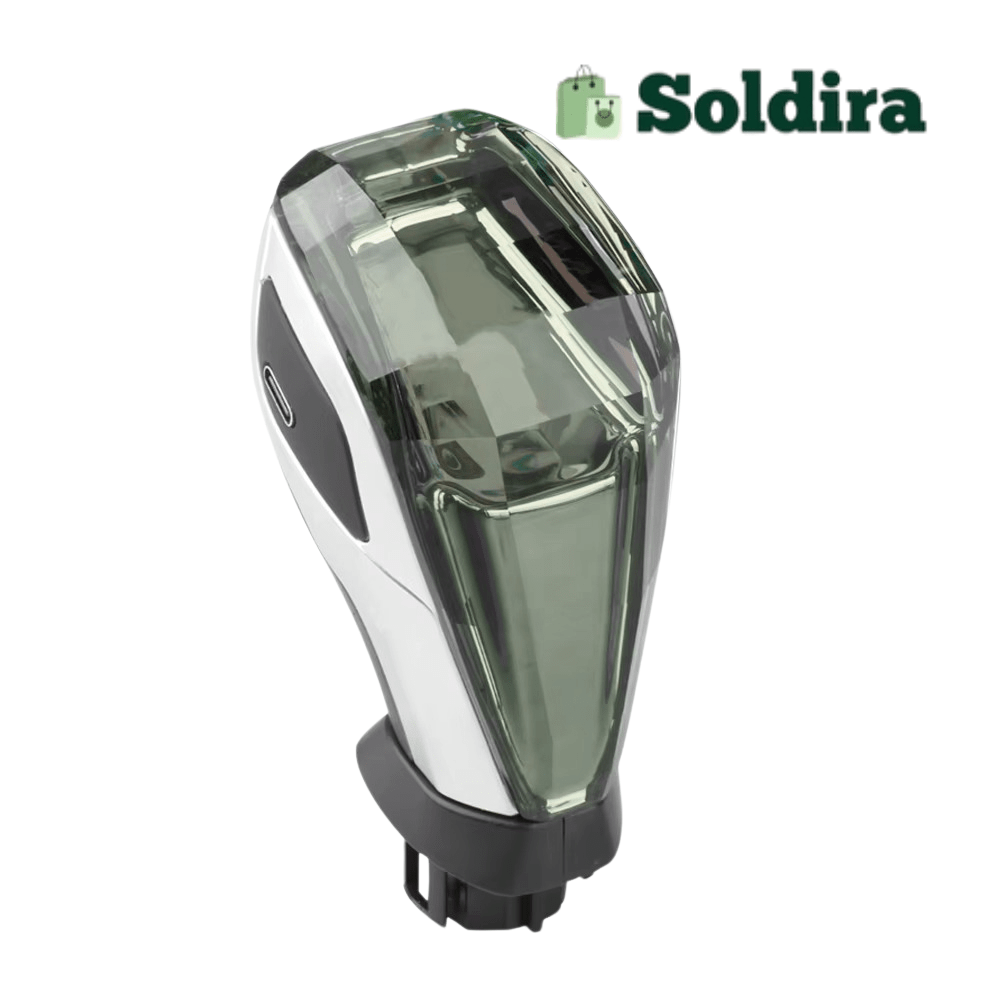 Pommeau de Levier de Vitesse LED en Cristal – Universel, Transparent, avec Éclairage Progressif et Chargeur USB